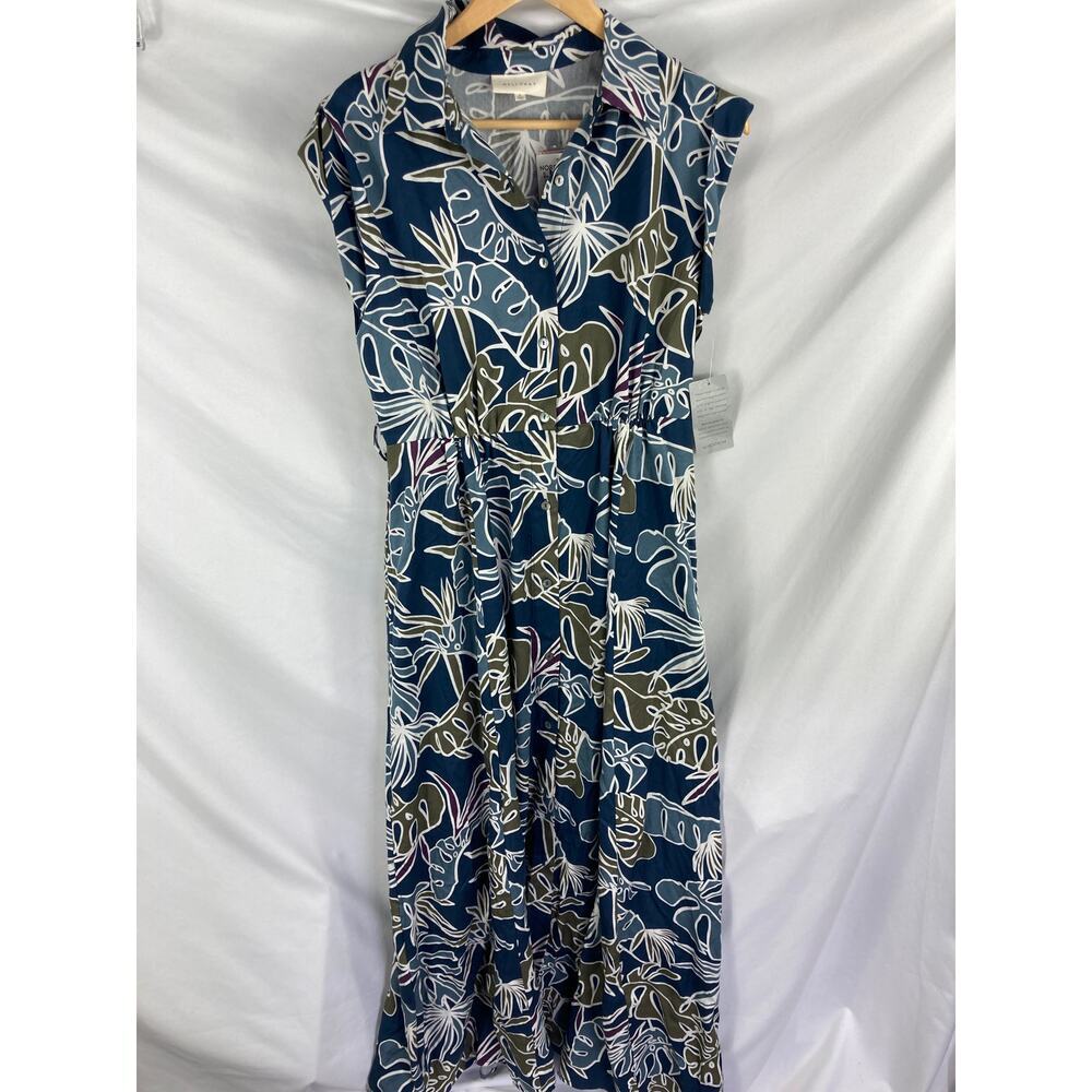 Melloday Abstract Floral Button Up Shirt Dress Size Small - Picture 2 of 6